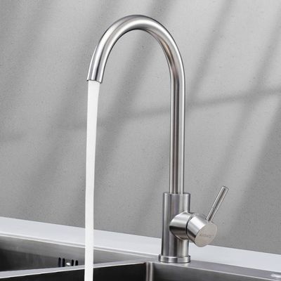 304 de aço inoxidável torneira de lavatório de cozinha única frio universal giratório torneira quente e frio
