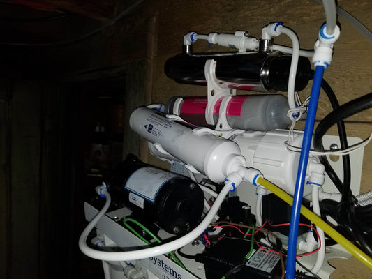 75 GPD RO Sistema de filtragem de água potável com bomba de reforço e barril de pressão de 4,0G