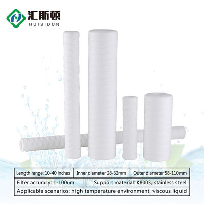 Cartucho de filtro de água para feridas de polipropileno em espiral de 1 5 Microns para 10 20 30 40 Inch RO