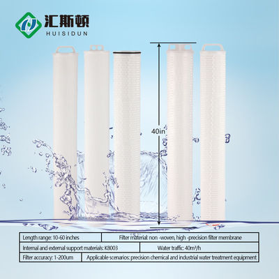Elemento de filtro de água plissado de grande fluxo de 0,1 micron para filtração industrial
